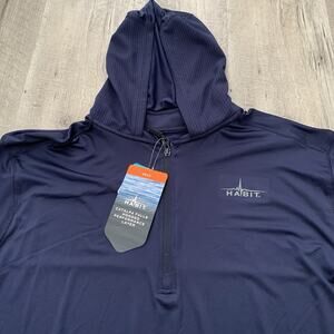 Habit Catalpa Falls Hooded Performance Layer Shirt Mens XL Blue Wicking NEW